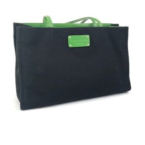 Kate spade black canvas bag w/ Green accents